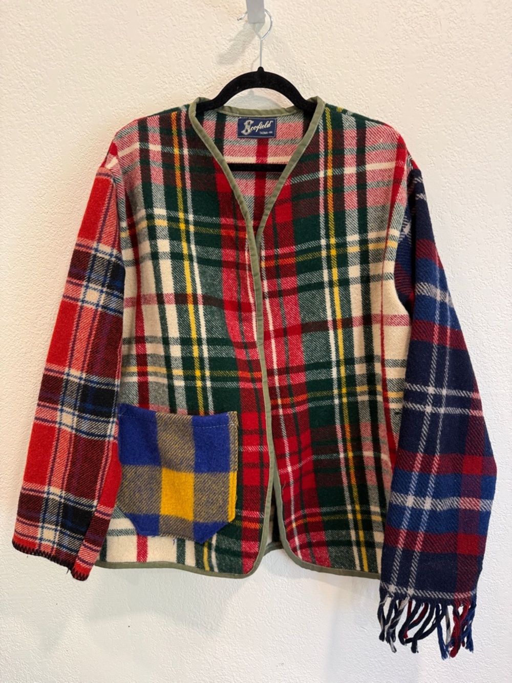 Scofield Wool Plaid Fringe Jacket